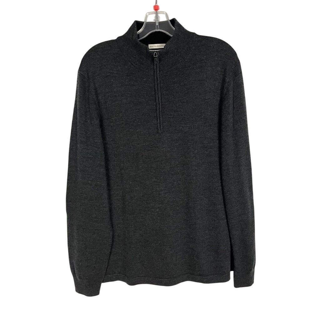 Joseph Abboud Sweater Mens XL Dark Gray Extra Fine Merino Wool Pullover‎ 1/4 Zip